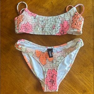 Triangl Swimwear Floral Bikini in Pink and Orange